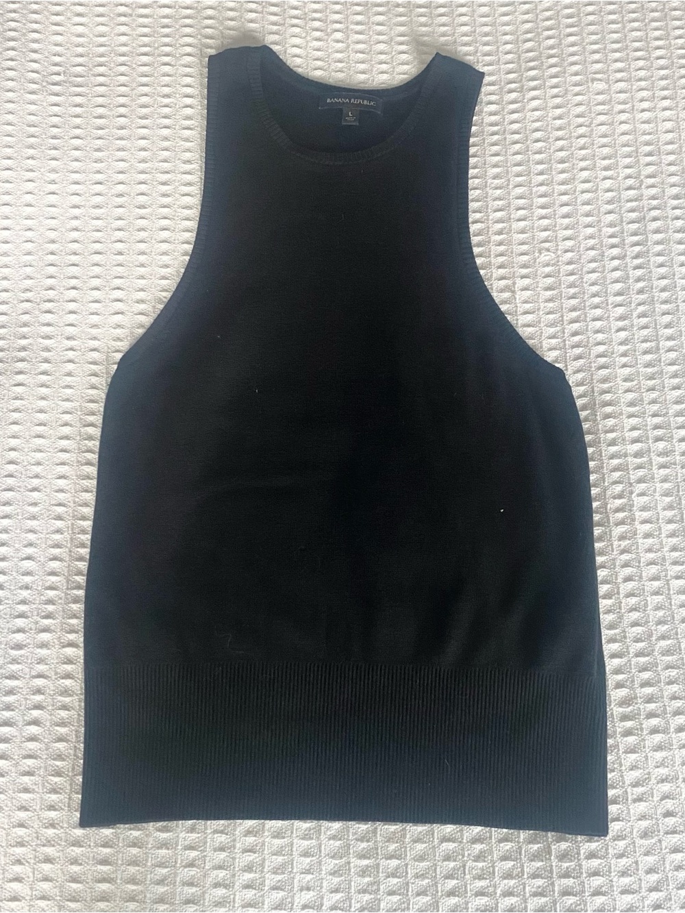 Banana Republic Black Ribbed-Hem Knit sweater Tank Large